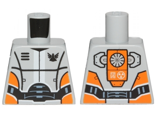 Lego Torso Galaxy Squad Robot with Wide Black Belt and Orange Plates on Sides Pattern / Light Bluish Gray