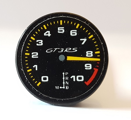 Lego Tile, Round 2 x 2 with Bottom Stud Holder with Tachometer on Redline Pattern (Sticker) - Set 42056