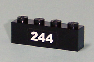 Lego Brick 1 x 4 with White '244' Pattern (Sticker) - Set 7641 / Black