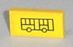 Lego Tile 1 x 2 with Bus Pattern (Sticker) - Set 7641