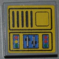 Lego Tile 2 x 2 with Crane Control Panel with Grille Pattern Model Right Side (Sticker) - Set 4645 / Light Bluish Gray