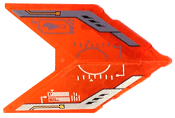 Lego Windscreen 6 x 4 x 1 1/3 Pointed with Silver Circuitry, Wrench and Black Vents Pattern on Both Sides (Stickers) - Set 70354