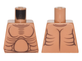 Lego Torso Bare Chest with Muscles Outline and Round Stomach Pattern / Medium Nougat