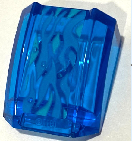 Lego Slope, Curved 2 x 2 Lip with Dark Azure and Medium Azure Water Pattern (Sticker) - Set 76129