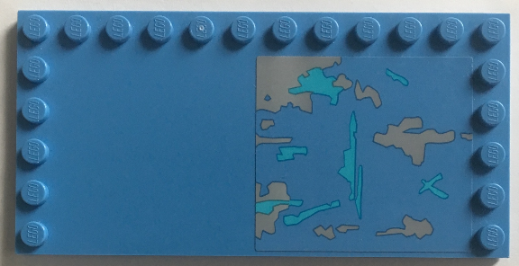 Lego Tile, Modified 6 x 12 with Studs on Edges with Worn Blue and Gray Panel Pattern (Sticker) - Set 75157