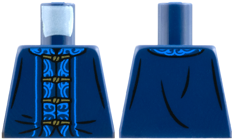 Lego Torso Tang Jacket with Dark Azure Trim and Gold Ties Pattern / Dark Blue