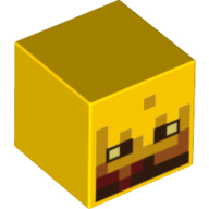 Lego Minifig Head Special, Cube with Blaze Face Print / Yellow