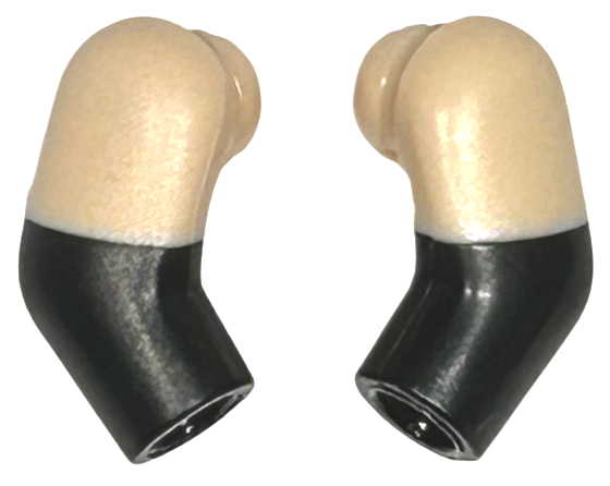 Lego Arm, (Matching Left and Right) Pair with Molded Light Nougat Short Sleeves  Pattern / Black