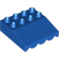 Lego Duplo Roofpiece Slope 33 4 x 4 with Awning Overhang with 9 Bottom Tubes / Blue