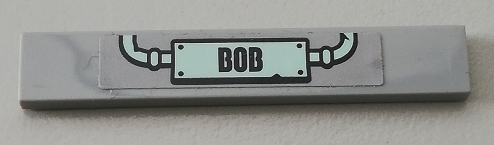 Lego Tile 1 x 6 with 'BOB' Sign and 2 Pipes Pattern (Sticker) - Set 75551
