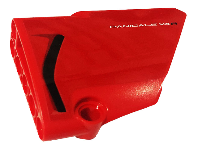 Lego Technic, Panel Fairing #14 Large Short Smooth, Side B with 'PANIGALE V4R' and Black Air Intake Pattern (Sticker) - Set 42107 / Red