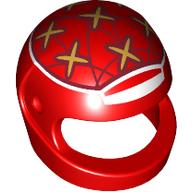 Lego Helmet, Standard with White Border, Gold Stars, Dark Red Lines Print / Red