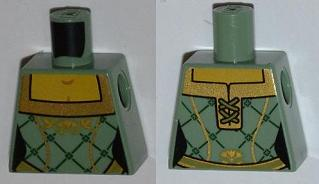 Lego Torso Castle Kingdoms Female Corset with Gold Trimmed Front and Rectangular Neckline Pattern / Sand Green