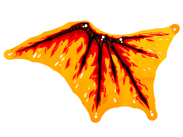 Lego Wing, Left, Bright Light Orange with Dark Red/Black Vain print / Orange