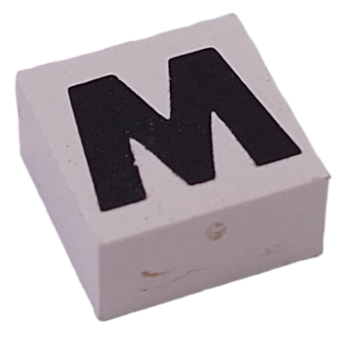 Lego Modulex Tile 2 x 2 with Black 'M/W' Print, without Internal Supports / Modulex White