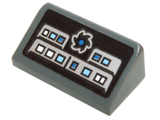 Lego Slope 30 1 x 2 x 2/3 with Saw Blade and White and Blue Square Buttons Pattern (Sticker) - Set 70724