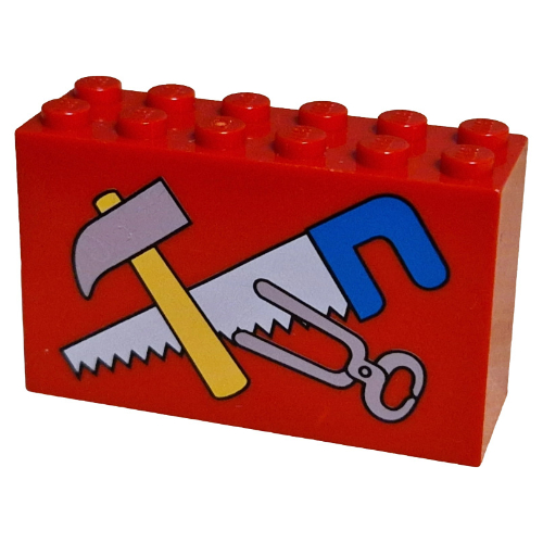 Lego Brick 2 x 6 x 3 with Tools Print / Red