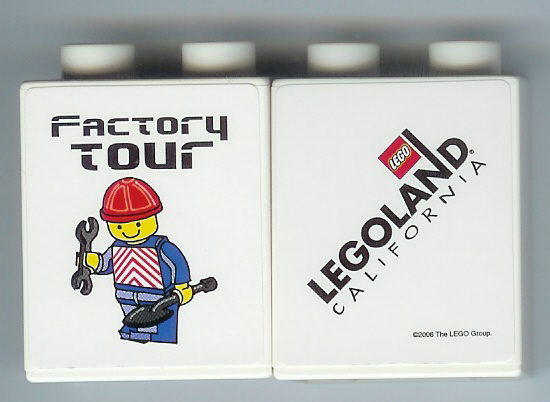 Lego Duplo, Brick 1 x 2 x 2 with Factory Tour with Train Minifigure Holding Wrench and Shovel Pattern (Stickered)