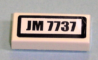 Lego Tile 1 x 2 with 'JM 7737' Pattern (Sticker) - Set 7737