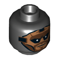 Lego Minifig Head Foot Soldier, Balaclava, Nougat Face, Brown Beard Print [Hollow Stud] / Black
