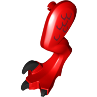 Lego Animal Body Part, Dragon Leg, Left, with Pin, Black Claws and Dark Red Scales Print / Red