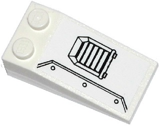 Lego Slope 18 4 x 2 with Air Vent and Riveted Metal Plate Pattern Model Right Side (Sticker) - Set 75918 / White