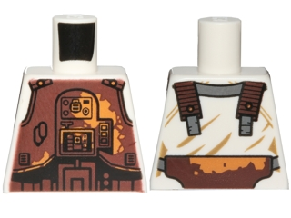 Lego Torso SW Dark Brown Armor Plates with Medium Nougat Rust Stains Pattern (Dengar) / White