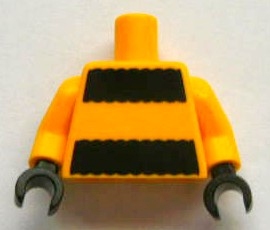 Lego Torso Black Thick Stripes Pattern / Bright Light Orange Arms / Black Hands