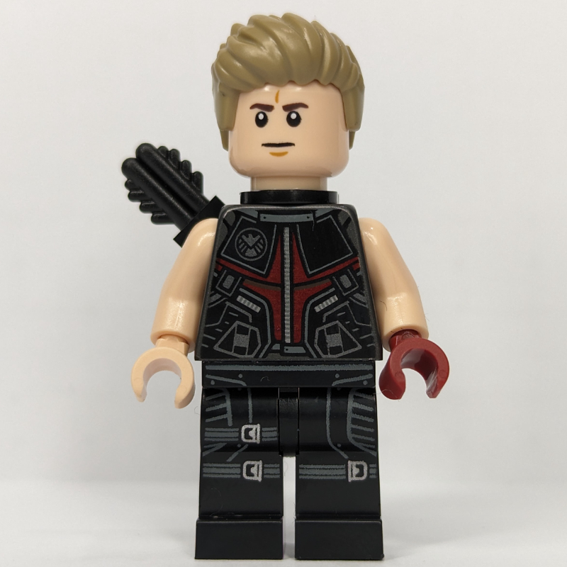 Lego Hawkeye, Dark Tan Hair, Dark Red Hand