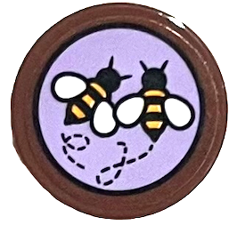 Lego Tile, Round 2 x 2 with Bottom Stud Holder with 2 Bees on Lavender Background Pattern (Sticker) - Set 21326