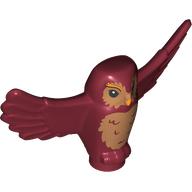 Lego Animal, Bird, Owl Small with Open Wings with Dark Tan Chest, Face, Bright Light Orange Beak print / Dark Red