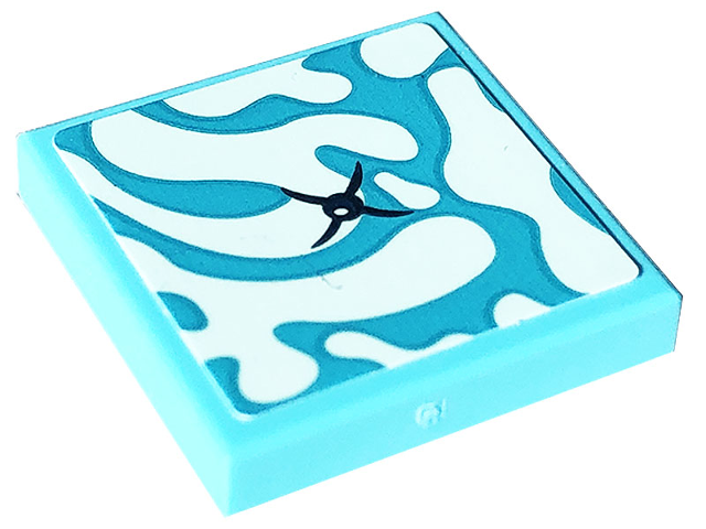 Lego Tile 2 x 2 with Cushion with Light Aqua Splotches and Black Button Pattern (Sticker) - Set 41703 / Medium Azure