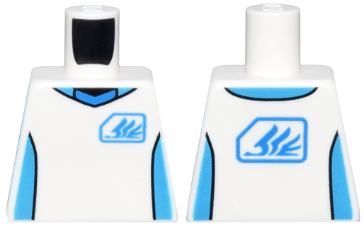 Lego Torso Jersey with Blue and Dark Azure Neck and Side Panels and Quad Wing Logo Pattern / White