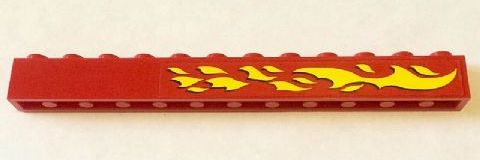 Lego Brick 1 x 12 with Yellow Flames Right Pattern (Sticker) - Set 6580