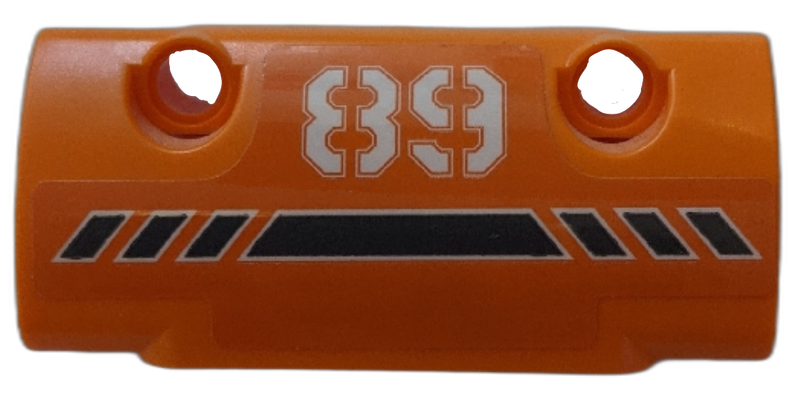 Lego Technic, Panel Curved 7 x 3 with 2 Pin Holes through Panel Surface with White '89' and Black Stripes Pattern (Sticker) - Set 42076 / Orange