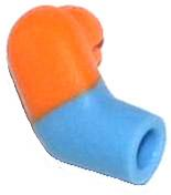 Lego Arm, Right with Molded Orange Short Sleeve  Pattern / Medium Blue