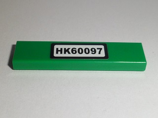 Lego Tile 1 x 4 with 'HK60097' Pattern (Sticker) - Set 60097 / Green