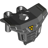 Lego Minifig Neckwear Armour with Square Shoulder Protection (Space) with Blacktron I Logo and Silver Grill Print / Black