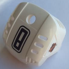 Lego Sports Hockey Helmet with NHL Logo Both Sides, Black Number 8 and Orange Stripe Pattern (Stickers) - Set 3541