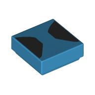 Lego Tile 1 x 1 with Black Shapes Print / Dark Azure