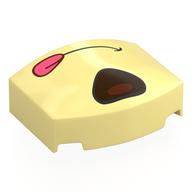 Lego Brick Round 3 x 4, Curved Triple, No Studs with Black/Reddish Brown Nose, Mouth with Tongue Print