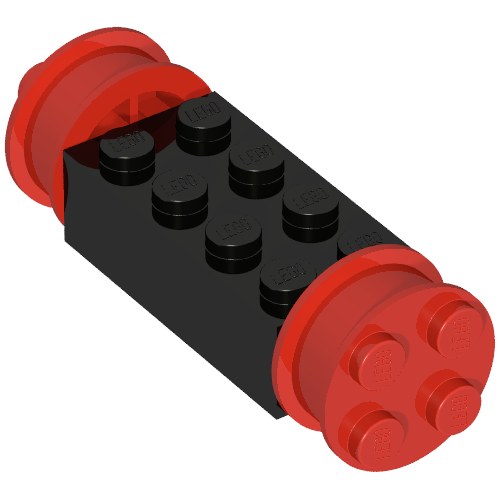 Lego Brick Special 2 x 4 with Wheels, Freestyle Red / Black