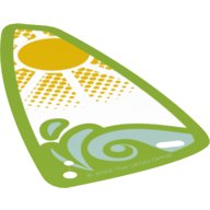 Lego Sail, Triangular, with Lime Border, Wave, and Sun Print