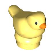 Lego Animal, Bird, Small with Orange Beak, Black Eyes print / Bright Light Yellow