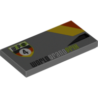 Lego Tile 2 x 4 with 'WGP 4' and 'WORLD GRAND PRIX' Print Model Left Side