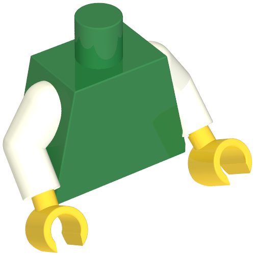 Lego Torso, White Arms, Yellow Hands [Plain] / Green