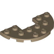 Lego Plate Round Half 3 x 6 with 1 x 2 Cutout / Dark Tan