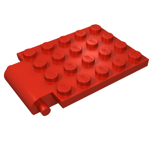 Lego Plate Special 4 x 6 x 2/3 with Trap Door Hinge / Red
