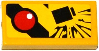 Lego Tile 1 x 2 with Red Button and Explosion Pattern (Sticker) - Set 60076 / Yellow