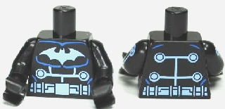 Lego Torso Batman Logo Medium Blue with Wiring and Belt Front and Back Pattern / Black Arms with Electro Pattern / Black Hands